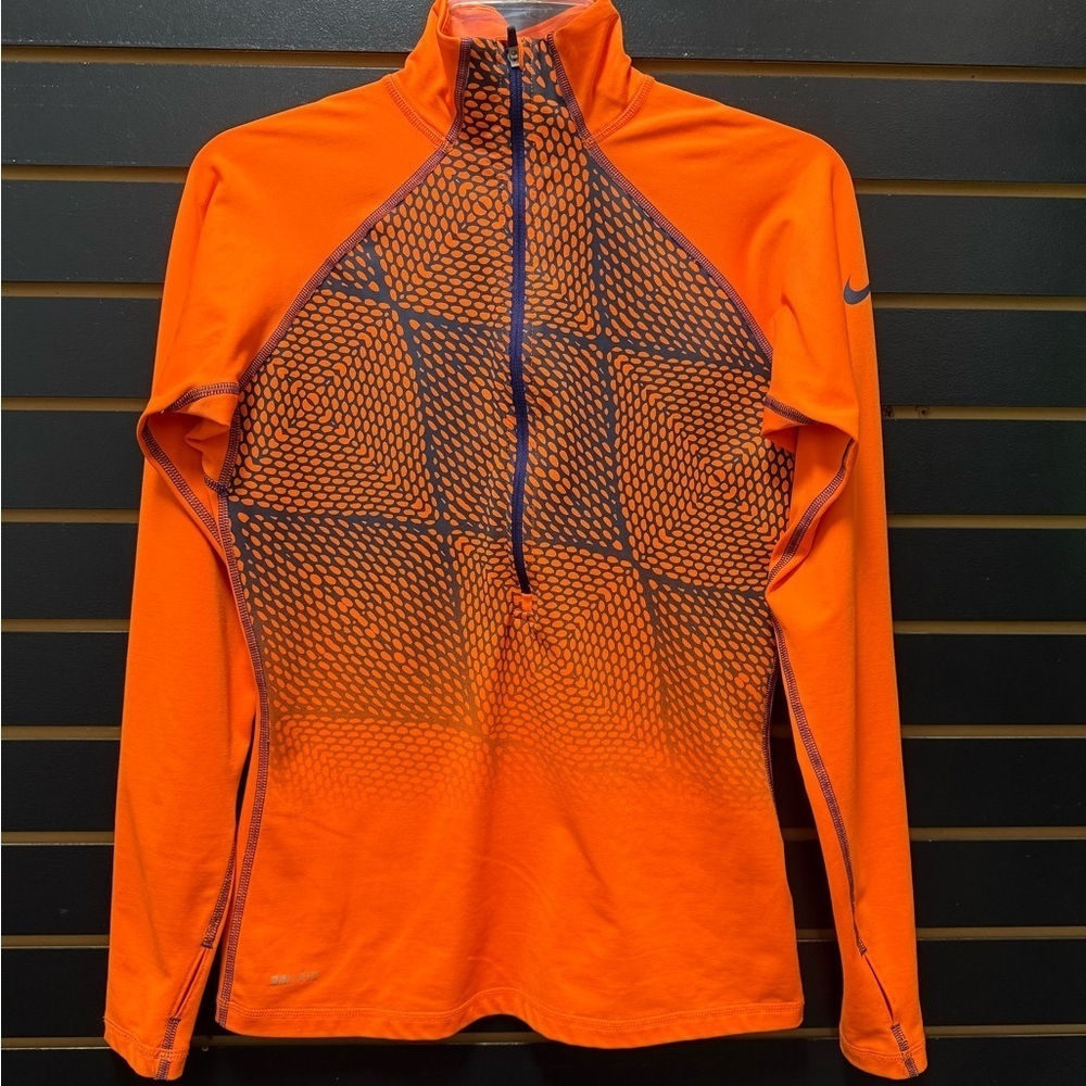 Nike Pro Hyperwarm Half Zip Long Sleeve Top – Orange – Size M - Picture 1 of 3